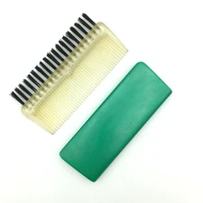 STANLEY comb-brush combo - vintage travel-size clear & black USA made