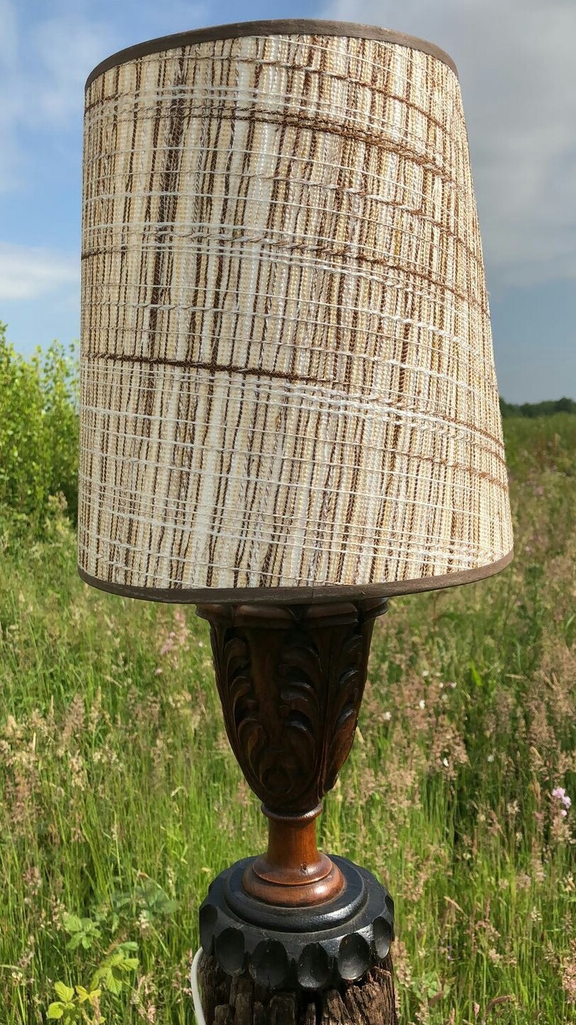 Beautiful Antique Vintage Wooden Table Lamp With Shade Beautiful Antique Vintage Wooden Table Lamp With Shade