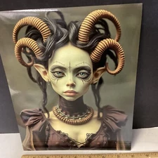 Anime Horned Woman AI Photograph 8“ X 10“ Halloween Sci Fi Fantasy Animation
