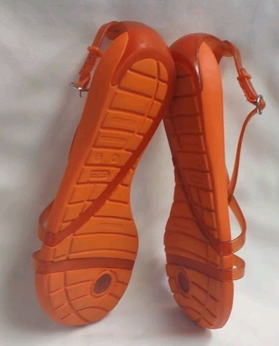 Crocs Sandals Women's Sz 5 Strappy Jelly Orange Flip Flop Thong - Picture 10 of 10