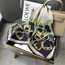 Imitate Silk 27'' Square Scarf For Women Neckerchief Wrap Vintage Stirrup Turban