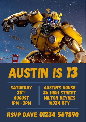 Transformers Digitale Geburtstagsparty Einladungen - Personalisierte Einladungen - Bild 2 von 14