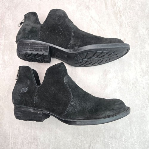 Born Ankle Boots Suede Black Distressed Western Rugged Comfort Booties Size 6.5 - Picture 6 of 12
