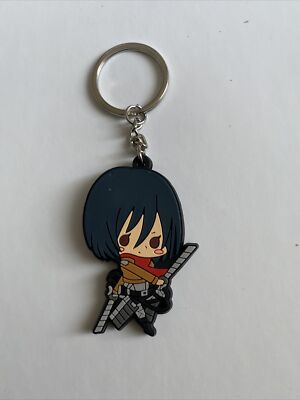 Attack on Titan Mikasa doppelseitiger PVC-Schlüsselanhänger Schlüsselring Taschenanhänger Anime süß UK