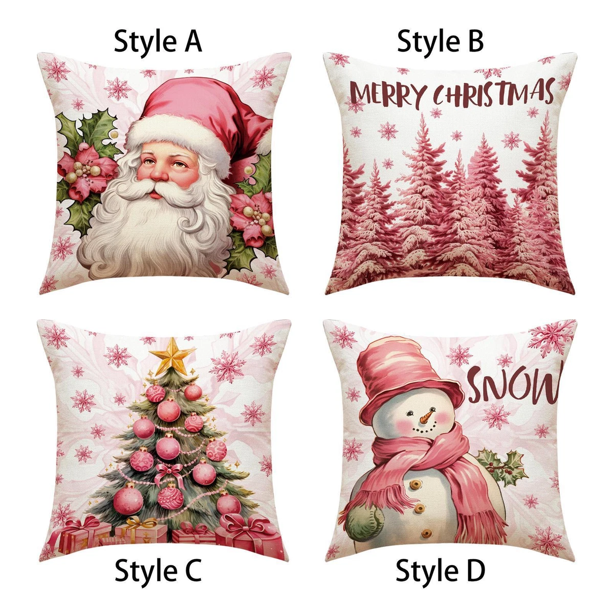 Pink christmas top throw pillow