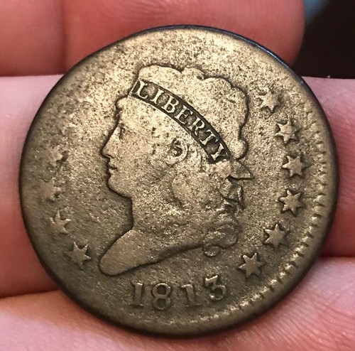 1813 Classic head , large cent VG / F, scarce date - Picture 2 of 5