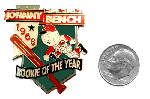 Johnny Bench Pin RARE Cincinnati Reds Pin Rookie of Year Commemorative MLB Pin - Picture 2 of 2