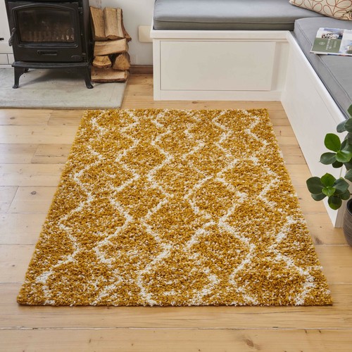 Shaggy Trellis Rugs for Bedroom Super Soft Cosy Long Pile Rugs Modern Decor NEW - Picture 8 of 17