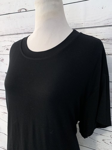 Mello Day Top Short Sleeve Tee Sz S Back Sash Tie Solid Black Womens Tunic Blous - Picture 2 of 7