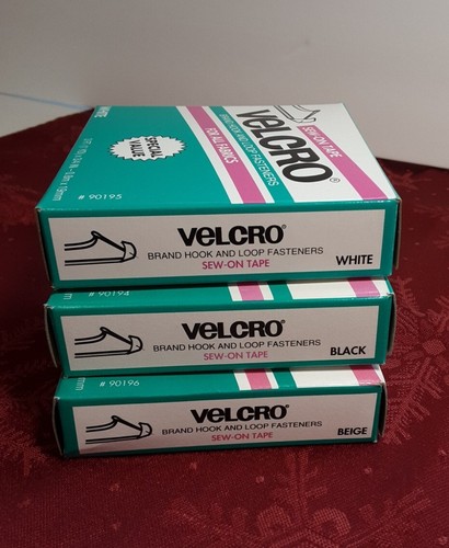 Vintage Packaged Velcro Brand Sew-On Hook And Loop Fasteners 3 Boxes 3 colors - Picture 5 of 9