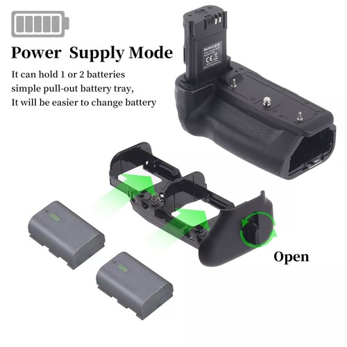 Vertical Multi-Power Battery Grip Holder For Canon EOS R5 R5C R6 Camera BG-R10 - Picture 2 of 9