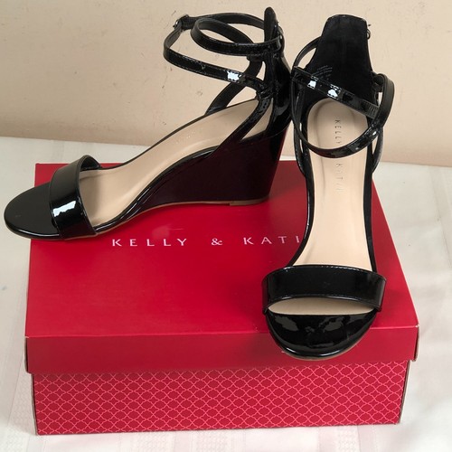 Zapatos Kelly & Katie para mujer charol negro zapatos de cuña correa para el tobillo talla 7,5 - Imagen 6 de 16