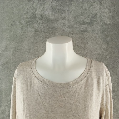 NWT STYLE&CO Long Sleeve T-shirt LARGE(12-14) Beige Cotton Blend Pullover - Picture 3 of 11