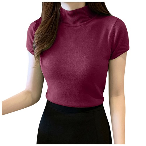 Women's Fashion Summer Casual O-Neck Solid Short Sleeve T-shirt Blouse Tops - Bild 8 von 21