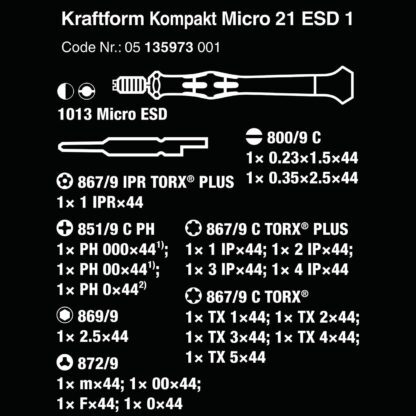 Wera 05135973001 ESD-Safe Bitholding Precision Screwdriver Set (21-Piece Set) - Picture 6 of 6