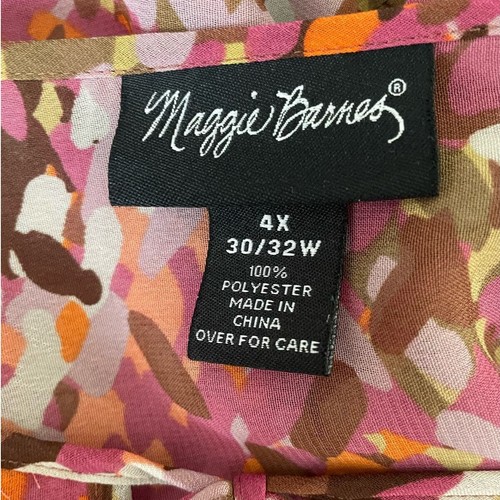 Maggie Barnes Women Tunic Top 4X Colorful Earth Tone Drop Waist Flowy Officewear - Picture 2 of 10