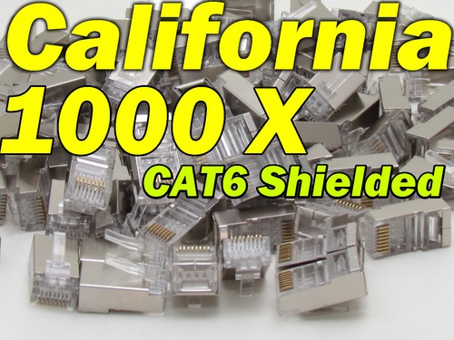 Lot 1000 Pcs CAT6 Shielded Rj45 8P8C Network Ethernet Plug Gold Plated Connector - Picture 1 of 12