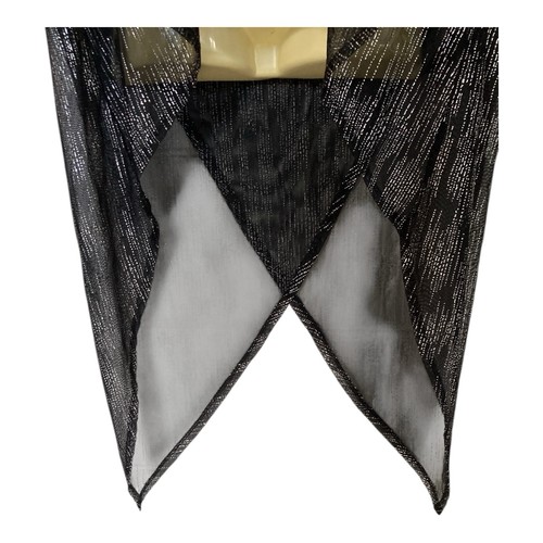 New Taking Shape Millennium Top Sz L 20 Sheer Shimmer Peak Back Hi Lo Hem Black - Picture 5 of 11
