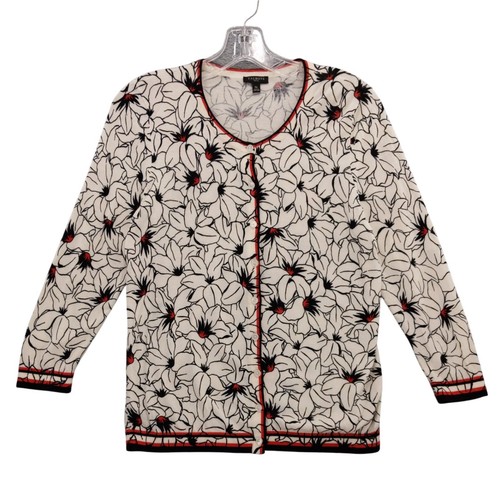 Talbots Petite Blumendruck Strickjacke Pullover Knopfleiste MP