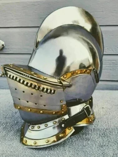 Medieval Knight Helmet Ancient Close – Steel Armor LARP SCA Crusader Helmet - Picture 3 of 3