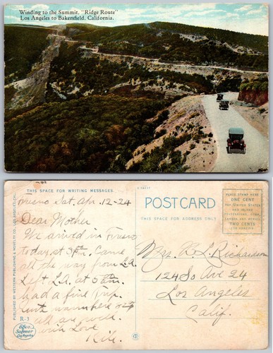 Ridge Route Automobiles Berge Los Angeles Bakersfield Kalifornien Postkarte