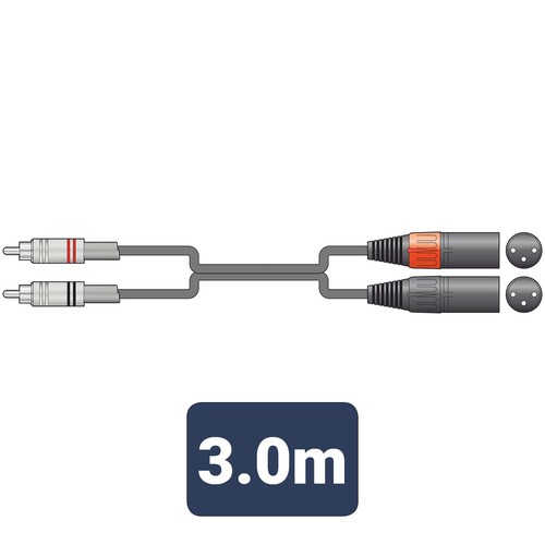 Citronic Twin 2 x RCA Plugs to 2 x XLR Male Cable 1.5m/3m - Picture 3 of 4