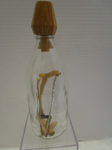 Antique Folk Art in a bottle Puzzle Whimsey Bottle Carpentry tools Dated 1901's - Picture 8 of 11