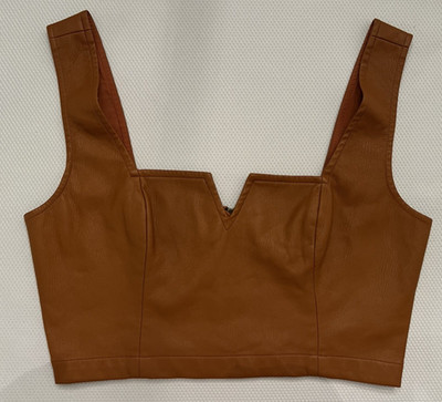 ANTHROPOLOGIE MAEVE (4)  Womens Faux Leather Notch Tank Cropped Top- Chic EUC