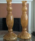 Vtg Pair Murano Art Glass Vase MAESTRI VETRAI Copper AVENTURINE Candlestick Set