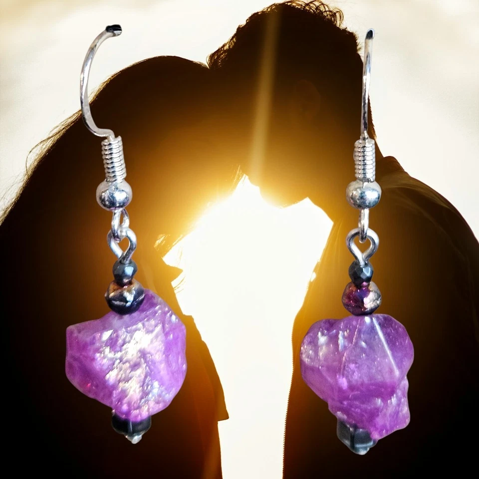 Серьги ручной работы с кварцем, гематитом, чешским стеклом. Крючок из нержавеющей стали. - Изображение 2 из 4