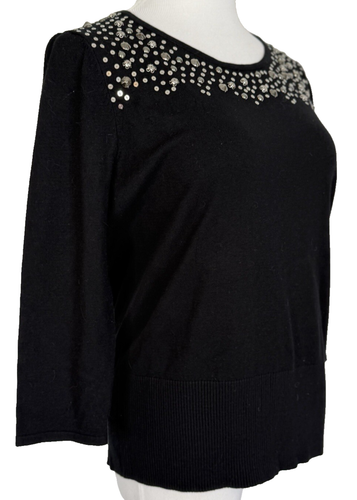 Cable & Gage Womens Size L Sweater Embellished Neck 3/4 Sleeve Classic - Picture 1 of 10
