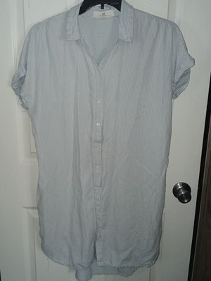 Blue & White Striped Women's Thread & Supply Button Down Dress/Swim Suit Coverup