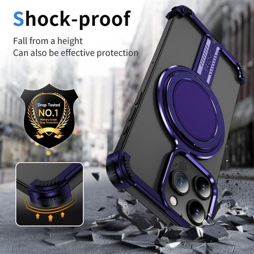For iPhone 15 14 13 12 MagSafe Minimalist Alloy Metal Phone Case Magnetic Stand - 第 44/66 張圖片