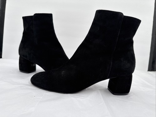 AGL Stiefelette mit Absatz schwarz Wildleder runde Spitze Gr. US 9-9,5 Gr. 40 Italian Made