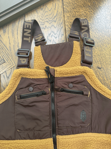 Free People FP Movement Hit the Slopes Fleece Overalls Camel Combo Sz Large NWT - Picture 2 of 14