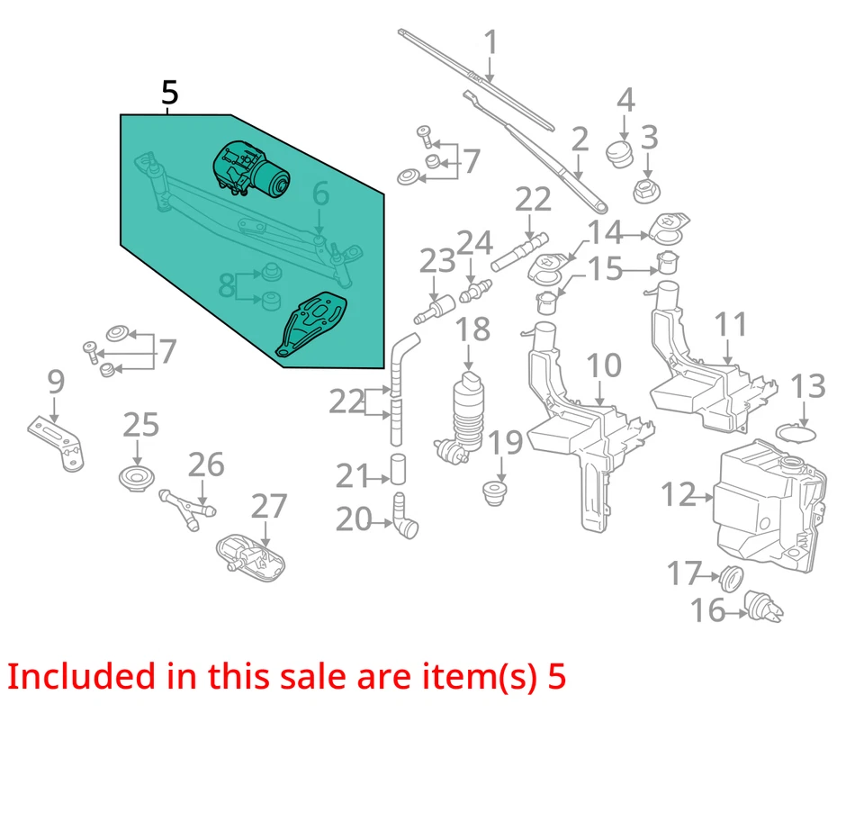 2015 Volkswagen CC Front Windshield Wiper Motor OEM 110K Miles - LKQ436354749 - Image 4 of 4