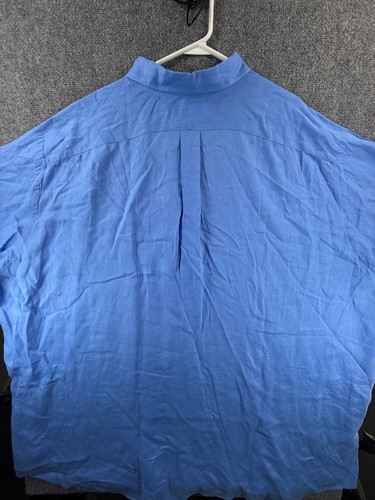 Ralph Lauren All Linen Blue Long Sleeve Button Up Shirt Big 5XLT Tall Pony Logo - Picture 11 of 13