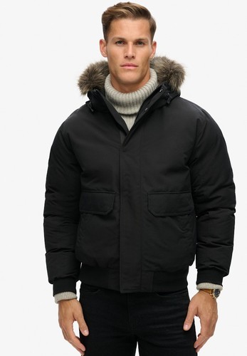 Superdry Chaqueta Bomber Abrigo de Invierno Acolchado de Piel Sintética Cremallera Completa Everest Negro - Imagen 2 de 7