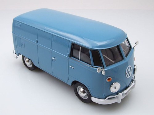 VW T1 Furgone Kastenwagen Blu Modellino 1:24 MotorMax - Foto 8 di 9