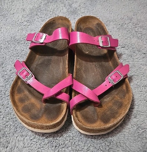 Birkenstock Mayari Slip-On Leather Sandals Hot Pink Size 40 F9/9.5 - Picture 2 of 9