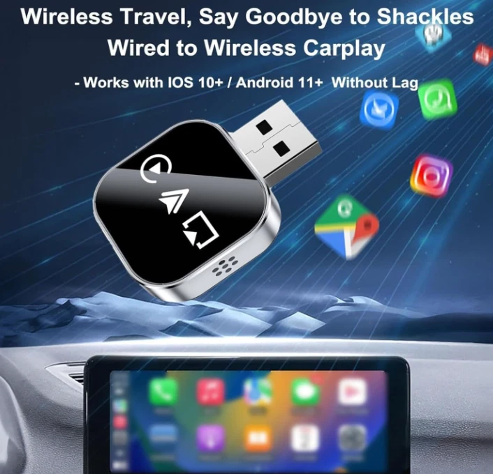 Kivont Mirror Phone to Car Screen Adapter 3 in 1 Wireless Bluetooth 5.0 Carplay - Image 3 of 4