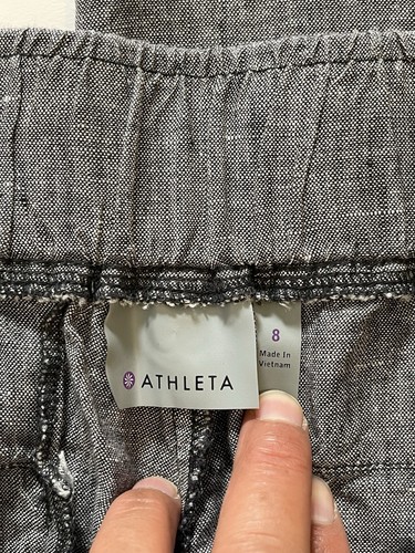 Pantalones para mujer ATHLETA de pierna recta de lino talla 8 con cordón jaspeado - Imagen 3 de 7