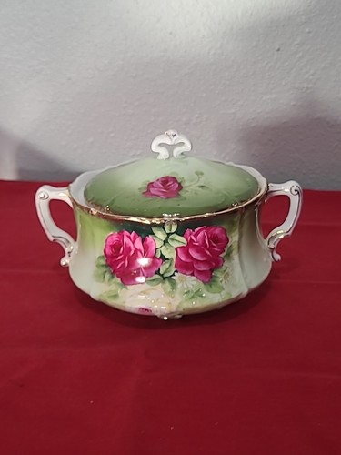 Vintage"Bavaria"Biscuit Hand Painted Rose With Gold Paint, Very Rare!🔥🔥