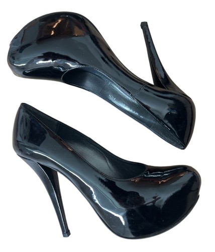 Stuart Weitzman schwarzer Lackleder versteckter Plateau Pumps Stiletto Größe 7,5 - Bild 12 von 15