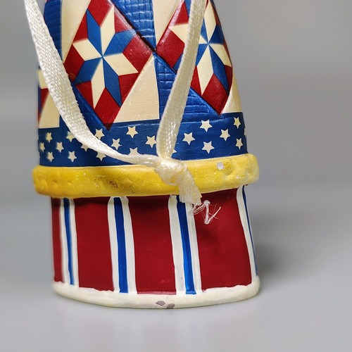 Volkskunst Americana Santa Ornament 3-3/4" groß patriotisch Weihnachten Harz - Bild 4 von 10