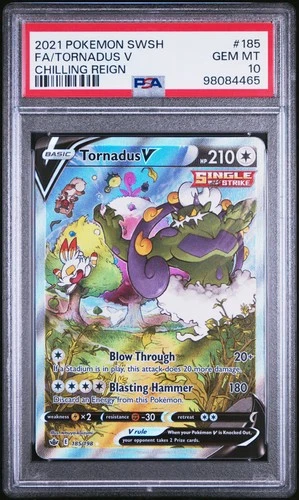 2021 POKEMON SWORD & SHIELD CHILLING REIGN #185 FULL ART/TORNADUS V PSA 10