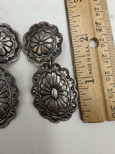Vintage Southwestern Sterling Silver Concho Dangle Earrings - Picture 4 of 6
