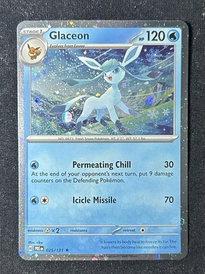 Glaceon 025/131 DOUBLE EDGE SWIRLS Cosmos Holo Pokemon TCG Prismatic Evo. NM