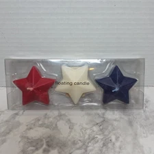 Vintage Patriotic Collection Floating Candles Stars Red White And Blue Set Of 3