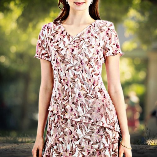 Connected Apparel Vintage Floral Mini Dress Pleated Shoulder Pads Layer A-Line - Picture 10 of 12